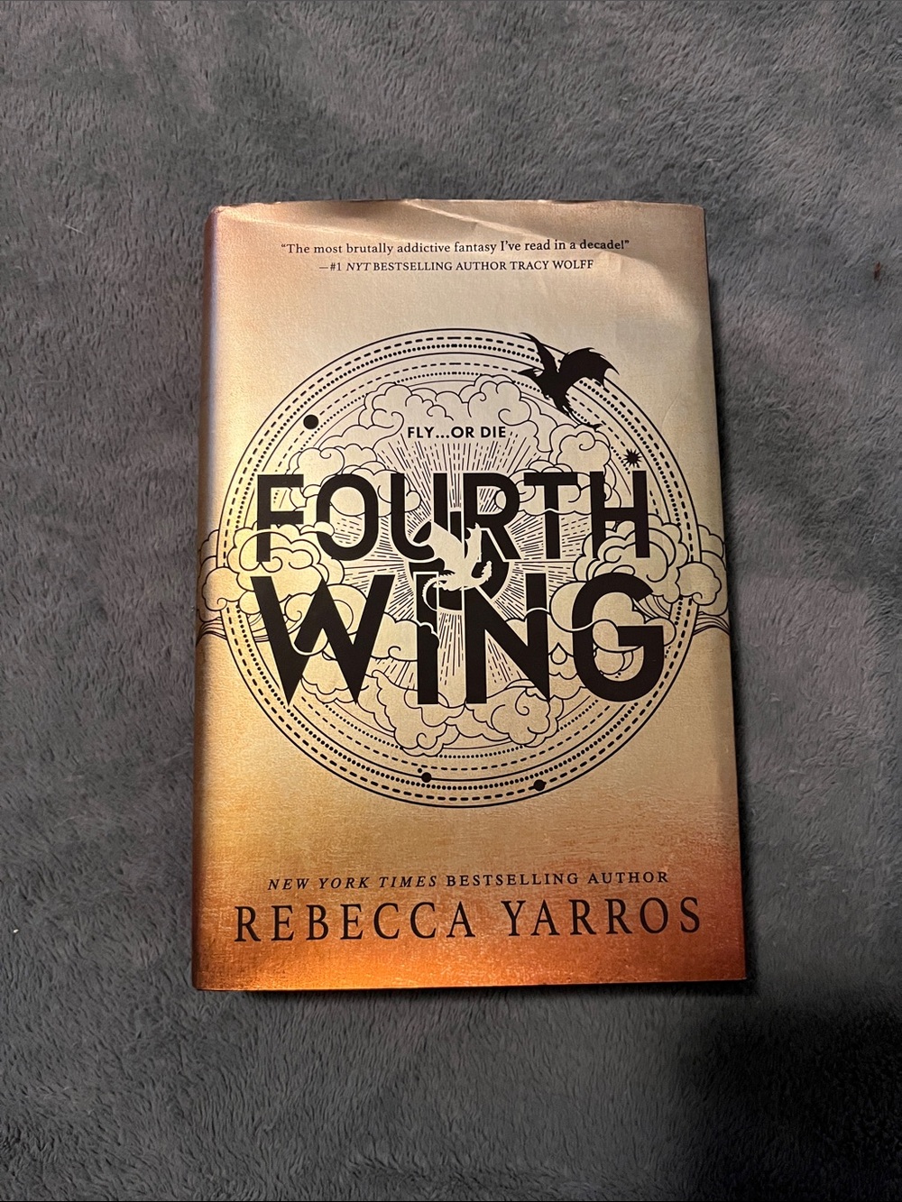 Fourth Wing by Rebecca Yarros - Gold Ombre Hardcover